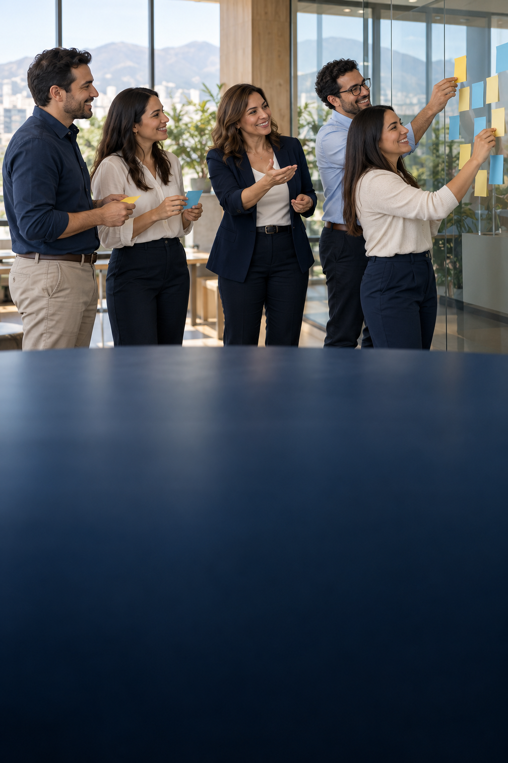 Equipo corporativo en un taller in-company colaborativo