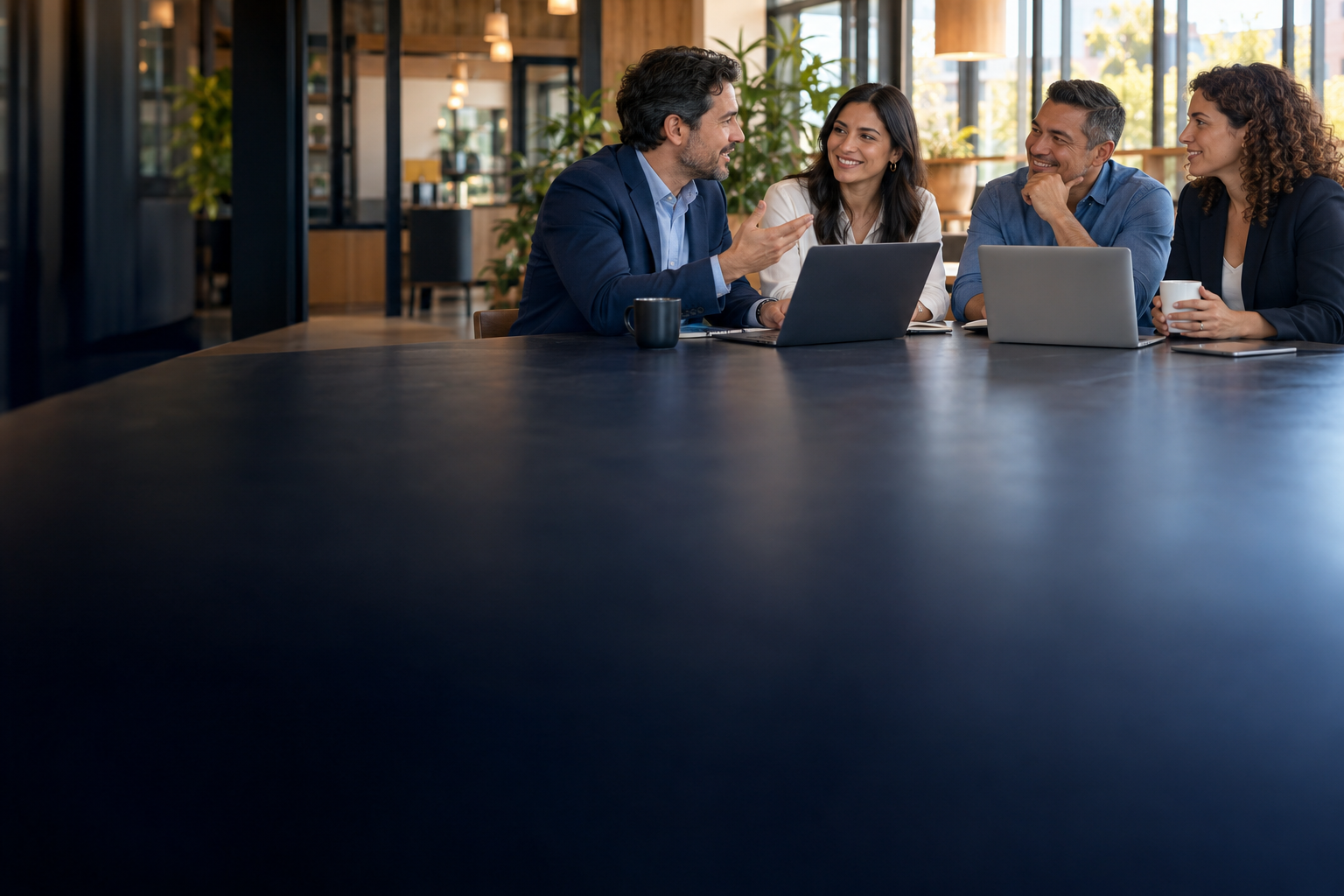 Profesionales de la comunidad MAPO conversando en un coworking